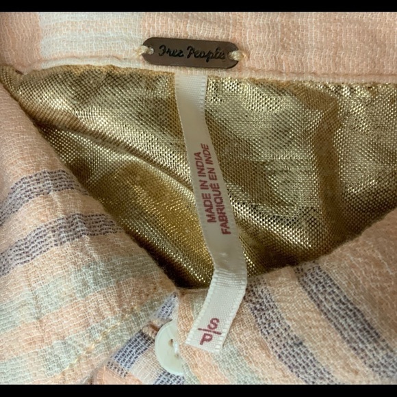 FREE People Orange Plaid Button Up shirt. Size Small. - Picture 6 of 6